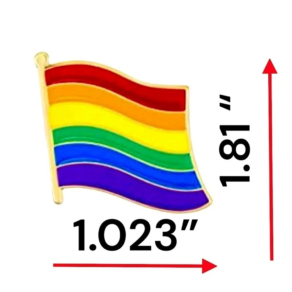 Rainbow Pin Enamel Brooches Heart and Flag LGBTQ Bright Festival Colors 2 Pieces
